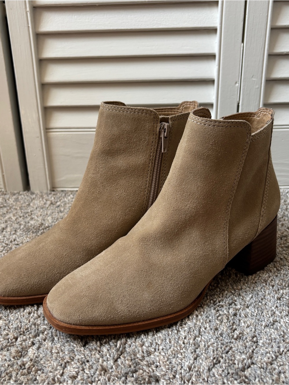 Lucky Brand Women's Suede Ankle Booties in Taupe